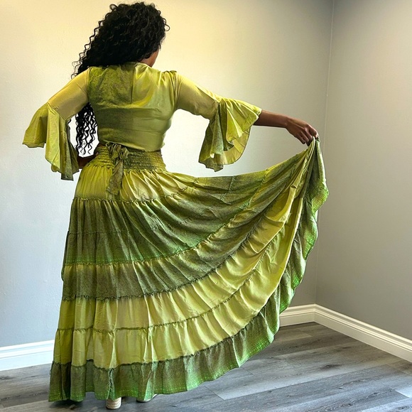 Dress skirt and top set bohemian Indian silk boho - Picture 4 of 4